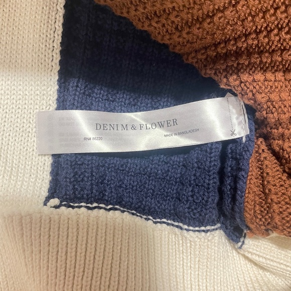 Denim & Flower Men's Colorblock Crewneck Sweater-Green, Blue, Brown, White, NWT - Picture 4 of 7